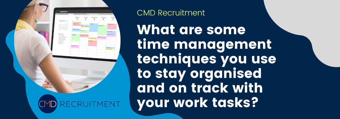 Woman using time management software